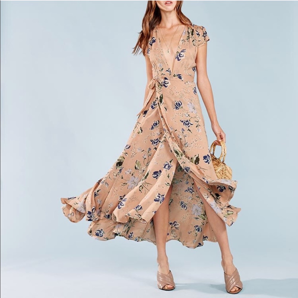 Reformation Floral Maxi Dress in Peach and Blue - Picture 4 of 10